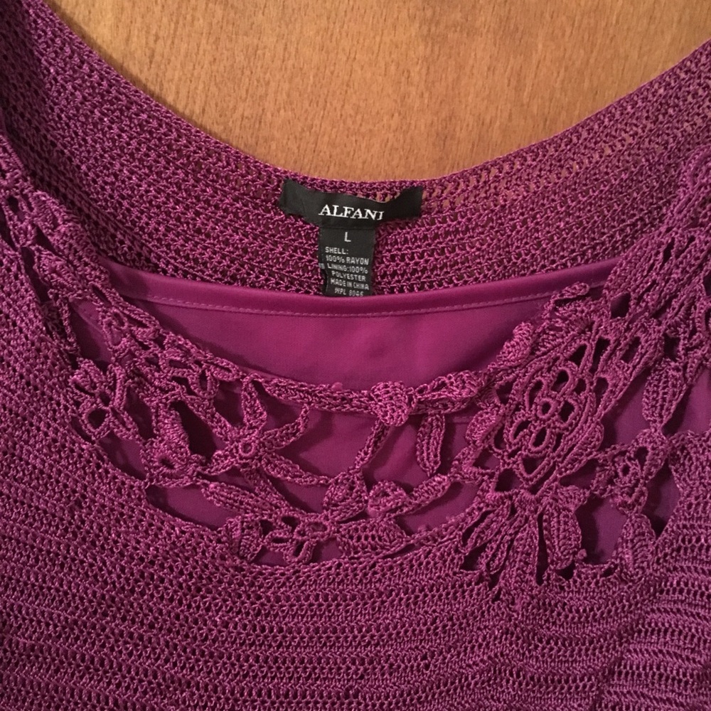 Fuschia crochet tank with matching liner